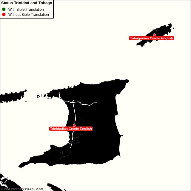 All languages with and without a free Bible Translation in Trinidad and Tobago