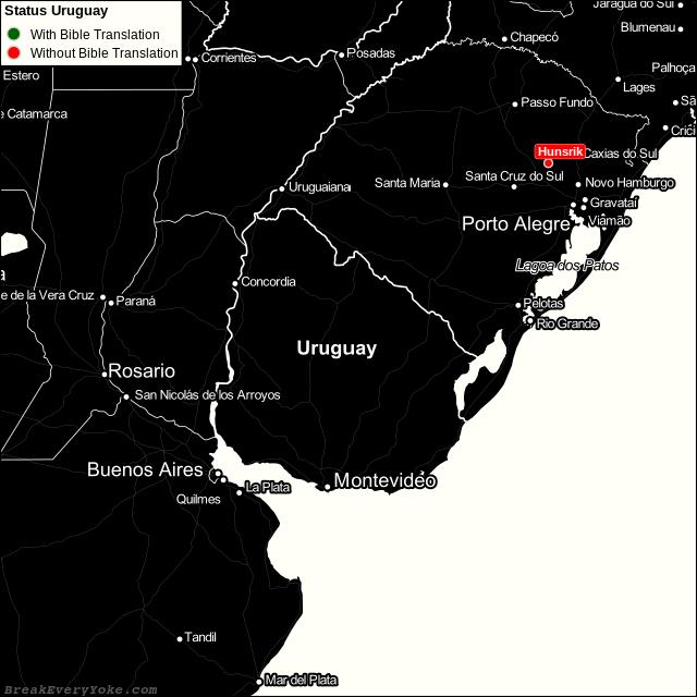 All languages with and without a free Bible Translation in Uruguay