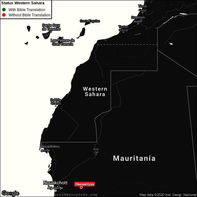All languages with and without a free Bible Translation in Western Sahara