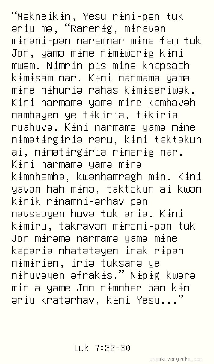 Luk 7 22 30 Nəkwəkwə Imərhakə Kape Kughen Nɨrpenien Vi Luk 7 22 30 Nəkwəkwə Imərhakə Kape Kughen Nɨrpenien Vi